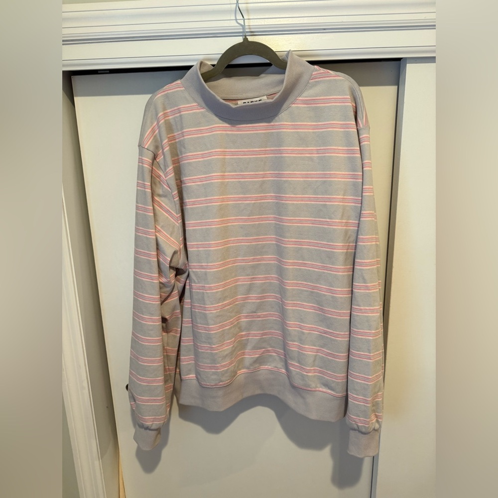 Parke Valentines Day 2026 Darling Stripe Mockneck Pullover L/XL Like New